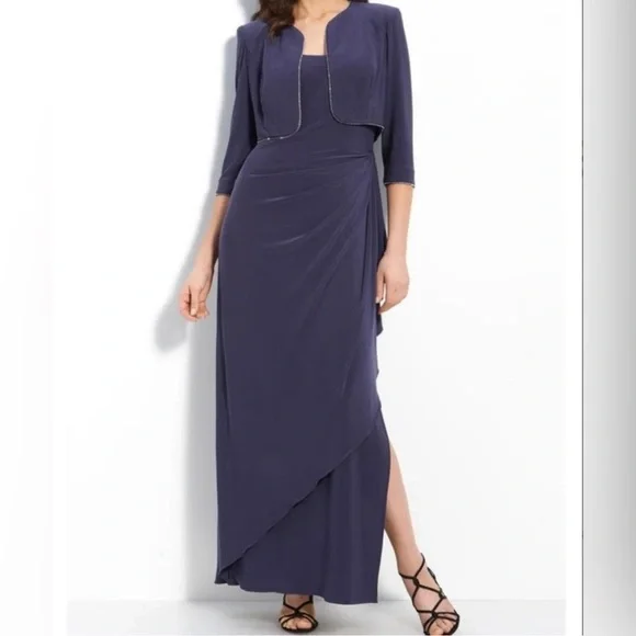 sachin and babi light blue dress Alex Evenings Women's Empire Waist Bolero Jacket Dress (Petite and Reg –  SELECT PRO SALES